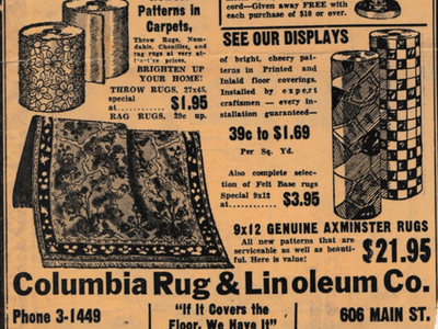 old columbia rug ad